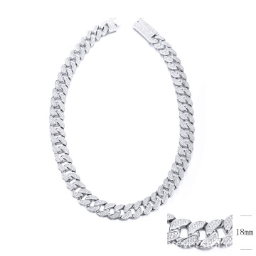 Diamond Bling Prong 925 Silver Cuban Chain